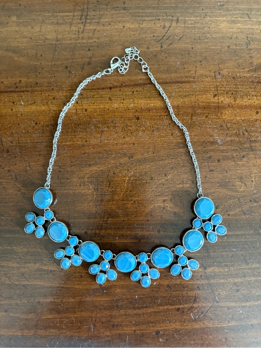 Blue Statement Floral Bib Necklace - Women Jewelry